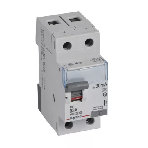 Legrand 411561 TX3 Áram-védőkapcsoló (Fi-relé) A osztály, 2P, 63A, 30mA