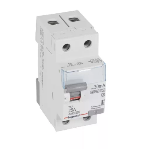 Legrand 411595 TX3 Áram-védőkapcsoló (Fi-relé) Hpi osztály, 2P, 25A, 30mA