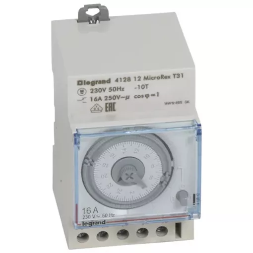 Legrand 412812 MicroRex T31 napi programkapcsoló működési tartalék nélkül, vízszintes előlappal ( Legrand 412812 )