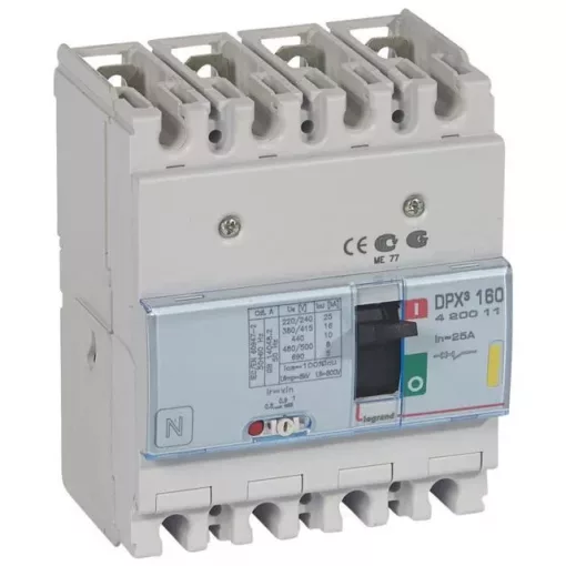 Legrand 420011 DPX3 160 25A 4P termikus mágneses 16kA kompakt megszakító ( Legrand 420011 )