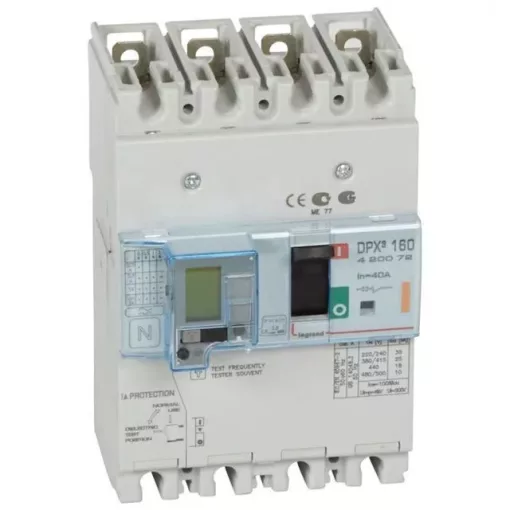 Legrand 420072 DPX3 160 40A 4P+ÁVK termikus mágneses 25kA kombinált ávk ( Legrand 420072 )