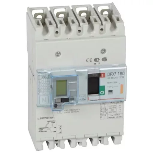 Legrand 420075 DPX3 160 100A 4P+ÁVK termikus mágneses 25kA kombinált ávk ( Legrand 420075 )