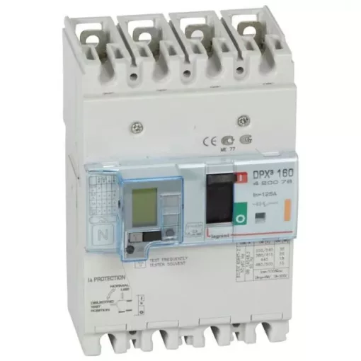 Legrand 420076 DPX3 160 125A 4P+ÁVK termikus mágneses 25kA kombinált ávk ( Legrand 420076 )