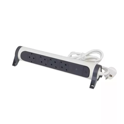 Legrand 694507 Elosztósor Premium 4x2P+F, túlfeszültség-védelemmel, 1,5 m vezetékkel, fehér/fekete (Legrand 694507)