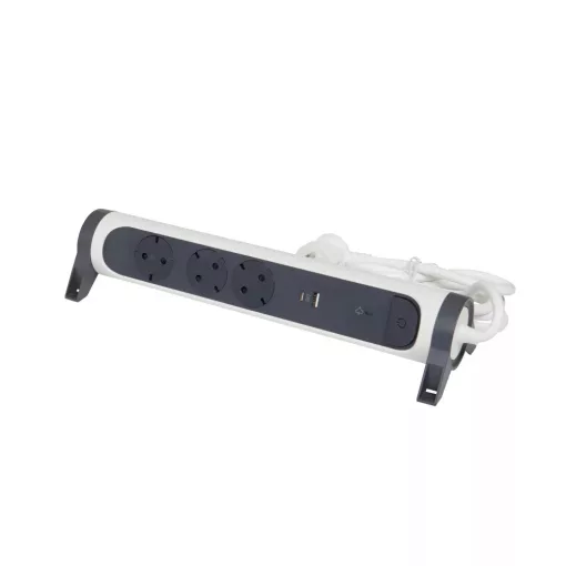 Legrand 694508 Elosztósor Premium 3x2P+F, túlfeszültség-védelemmel, USB-A + USB-C, 1,5 m vezetékkel, fehér/fekete (Legrand 694508)