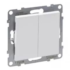   Legrand SUNO 721108 kettős váltóérintkezős kapcsoló (106+6), fehér burkolattal, rugós bekötés, keret nélkül, süllyesztett, 10A 250V IP20