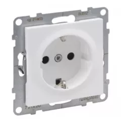   Legrand SUNO 721120 földelt csatlakozóaljzat (dugalj), biztonsági zsaluval, 2P+F, fehér burkolattal, rugós bekötés, keret nélkül, süllyesztett, 16A 250V IP20