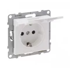   Legrand SUNO 721127 földelt csatlakozóaljzat (dugalj), biztonsági zsaluval, csapófedéllel, 2P+F, fehér burkolattal, rugós bekötés, keret nélkül, süllyesztett, 16A 250V IP21