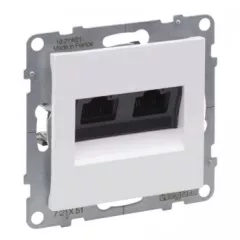   Legrand SUNO 721151 Informatikai csatlakozóaljzat, 2xRJ45, Cat5e UTP, fehér burkolattal, keret nélkül