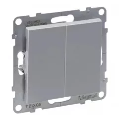   Legrand SUNO 721305 csillárkapcsoló (105), alumínium burkolattal, rugós bekötés, keret nélkül, süllyesztett, 10A 250V IP20