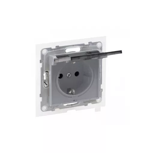 Legrand SUNO 721323 vízmentes földelt csatlakozóaljzat (dugalj), biztonsági zsaluval, csapófedéllel, 2P+F, alumínium burkolattal, rugós bekötés, keret nélkül, süllyesztett, 16A 250V IP44