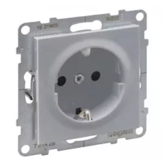   Legrand SUNO 721325 földelt csatlakozóaljzat (dugalj), 2P+F, alumínium burkolattal, csavaros bekötés, keret nélkül, süllyesztett, 16A 250V IP20
