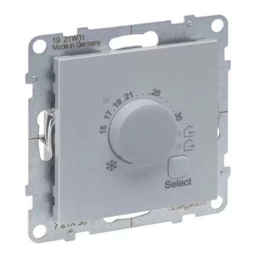 Legrand SUNO 721336 Elektronikus szobatermosztát, alumínium burkolattal, csavaros bekötés, keret nélkül, süllyesztett, 8A 250V IP20