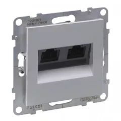   Legrand SUNO 721351 Informatikai csatlakozóaljzat, 2xRJ45, Cat5e UTP, alumínium burkolattal, keret nélkül