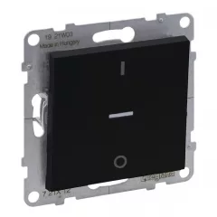   Legrand SUNO 721412 kétpólusú kapcsoló (102), fekete burkolattal, ellenőrzőfénnyel, rugós bekötés, keret nélkül, süllyesztett, 10A 250V IP20