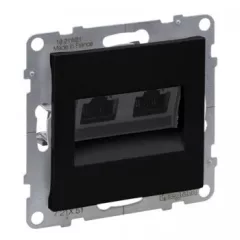   Legrand SUNO 721451 Informatikai csatlakozóaljzat, 2xRJ45, Cat5e UTP, fekete burkolattal, keret nélkül