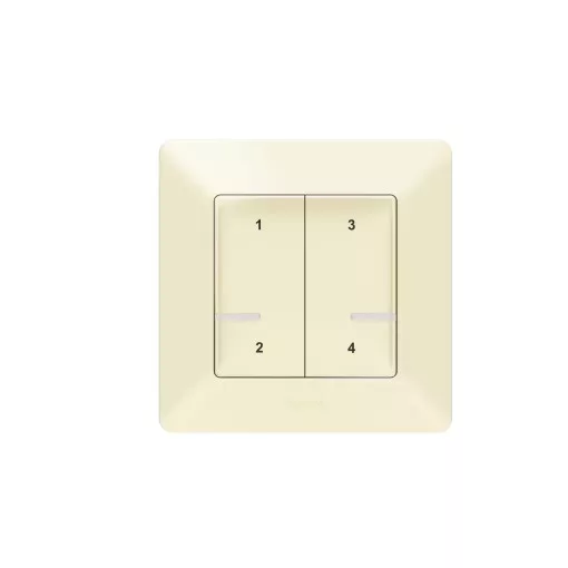 Legrand Netatmo 752268 Valena Life okos szcenárió kapcsoló (távvezérlő) Home + Control alkalmazásban beállított 4 db egyedi szcenárió indítására; díszítőkerettel, elemmel és kétoldalú ragasztóval szállítva elefántcsont
