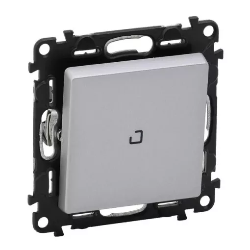 Legrand Valena Life 752304 egypólusú kapcsoló (101), aluminium burkolattal keret nélkül, süllyesztett, ellenőrzőfénnyel 10A 250V (Legrand 752304)
