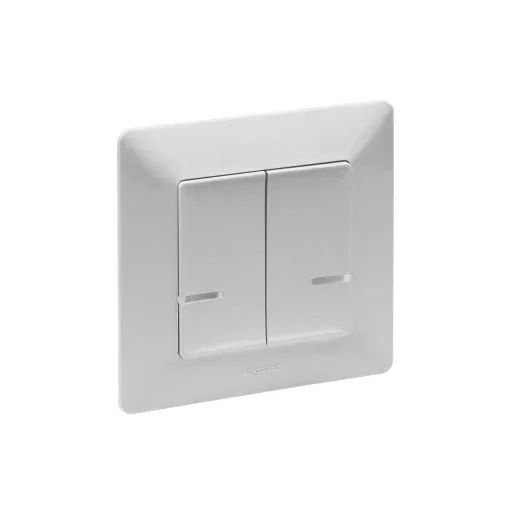 Legrand Netatmo 752388 Valena Life okos csillárkapcsoló (végrehajtó), süllyesztett, díszítőkerettel szállítva, alumínium színű, fázis-nulla megtáplálású, két külön kapcsolt fázis elmenővel, gatewayhez csatlakoztatható