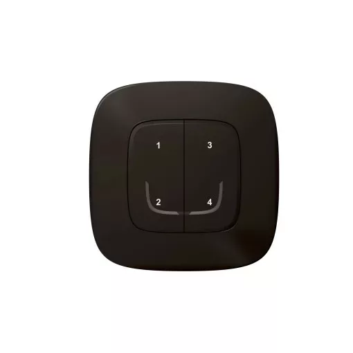 Legrand Netatmo 752868 Valena Allure okos szcenárió kapcsoló (távvezérlő) Home + Control alkalmazásban beállított 4 db egyedi szcenárió indítására; díszítőkerettel, elemmel és kétoldalú ragasztóval szállítva fekete