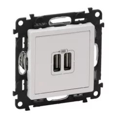   Legrand 753112 Valena Life kettős USB töltőaljzat beépített tápegységgel - 5V - 1500 mA fehér ( Legrand 753112 )