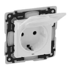   Legrand Valena Life 753119 vízmentes földelt csatlakozóaljzat (dugalj) gyermekvédelemmel, csapófedéllel, (IP44) 2P+F fehér burkolattal keret nélkül, süllyesztett, 16A 250V (Legrand 753119)