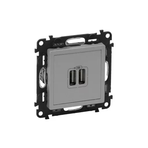 Legrand 753312 Valena Life kettős USB töltőaljzat beépített tápegységgel - 5V - 1500 mA alumínium ( Legrand 753312 )