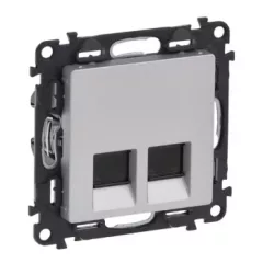   Legrand Valena life 753341 Informatikai csatlakozóaljzat 2xRJ45 Cat5e UTP aluminium burkolattal keret nélkül (Legrand 753341)