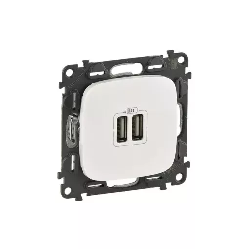 Legrand 754995 Valena Allure Kettős USB töltőaljzat, burkolattal, Fehér ( Legrand 754995 )