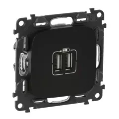   Legrand 754998 Valena Allure Kettős USB töltőaljzat, burkolattal, Fekete ( Legrand 754998 )