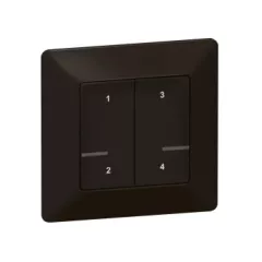   Legrand Netatmo 756368 Valena Life okos szcenárió kapcsoló (távvezérlő) Home + Control alkalmazásban beállított 4 db egyedi szcenárió indítására; díszítőkerettel, elemmel és kétoldalú ragasztóval szállítva fekete