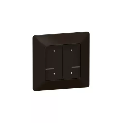 Legrand Netatmo 756368 Valena Life okos szcenárió kapcsoló (távvezérlő) Home + Control alkalmazásban beállított 4 db egyedi szcenárió indítására; díszítőkerettel, elemmel és kétoldalú ragasztóval szállítva fekete