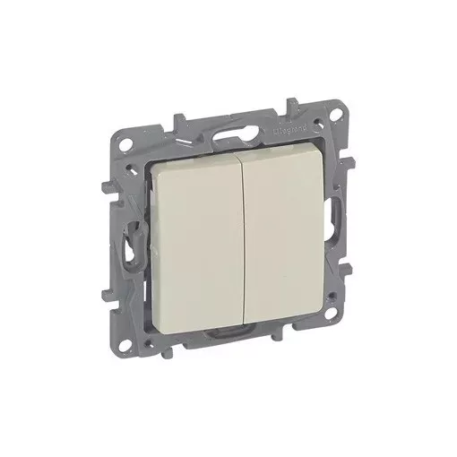 Legrand Niloé 764602 dupla váltóérintkezős kapcsoló (106+6), bézs burkolattal keret nélkül, süllyesztett 10A 250V (Legrand 764602 / 664602)
