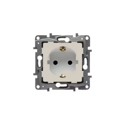 Legrand Niloé 764629 földelt csatlakozóaljzat (dugalj) gyermekvédelemmel 2P+F bézs burkolattal keret nélkül, süllyesztett, 16A 250V (Legrand 764629 / 664629)