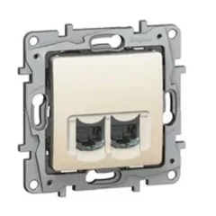   Legrand Niloé 764674 Informatikai csatlakozóaljzat 2xRJ45 Cat6 UTP bézs burkolattal keret nélkül (Legrand 764674)