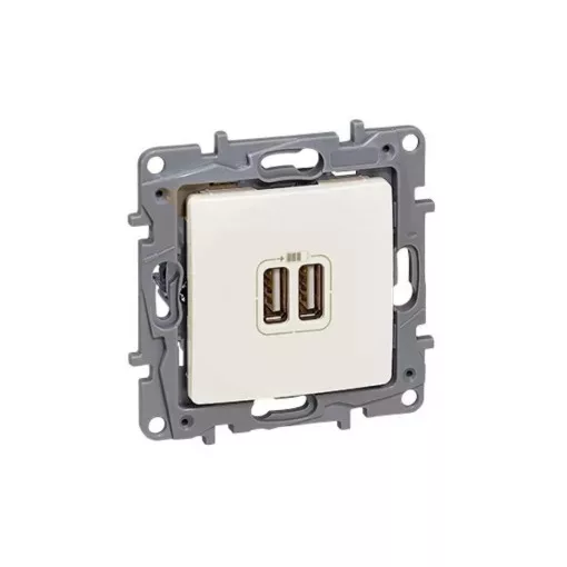 Legrand Niloé 764694 USB dupla töltőaljzat, (2400 mA 5V) bézs burkolattal, keret nélkül, süllyesztett (Legrand 764694)
