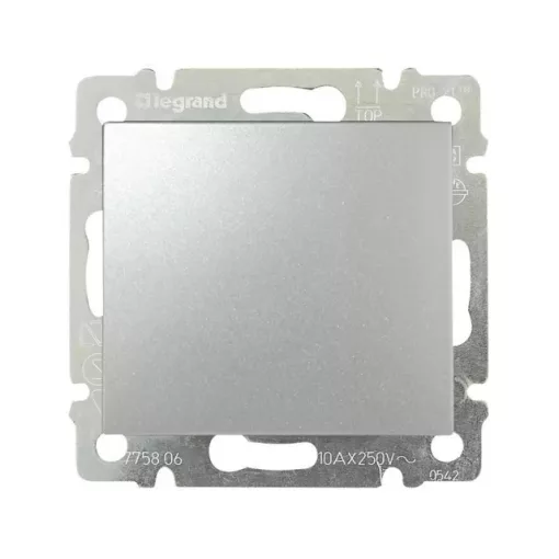 Legrand Valena 770107 keresztkapcsoló (107), aluminium burkolattal keret nélkül, süllyesztett 10A 250V (Legrand 770107)