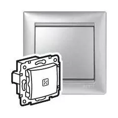   Legrand Valena 770110 egypólusú kapcsoló (101), aluminium burkolattal keret nélkül, süllyesztett, jelzőfénnyel 10A 250V (Legrand 770110)