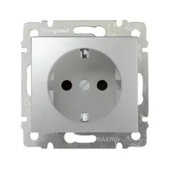   Legrand Valena 770120 földelt csatlakozóaljzat (dugalj) 2P+F aluminium burkolattal keret nélkül, süllyesztett, 16A 250V (Legrand 770120)