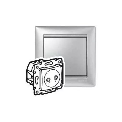 Legrand Valena 770133 végzáró TV-Rádió csatlakozóaljzat 10 dB, aluminium burkolattal. keret nélkül, süllyesztett (Legrand 770133)