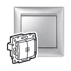   Legrand Valena 770148 keresztkapcsoló (107), aluminium burkolattal keret nélkül, süllyesztett, jelzőfénnyel 10A 250V (Legrand 770148)