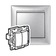   Legrand Valena 770213 csillárkapcsoló (105), aluminium burkolattal keret nélkül, süllyesztett, két ellenőrzőfénnyel 10A 250V (Legrand 770213)