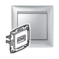   Legrand Valena 770245 Informatikai csatlakozóaljzat 2xRJ45 Cat6 STP aluminium burkolattal keret nélkül (Legrand 770245)