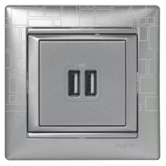   Legrand Valena 770270 USB dupla töltőaljzat, (1500 mA) alumínium burkolattal, keret nélkül, süllyesztett (Legrand 770270)