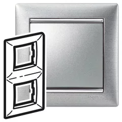   Legrand Valena 770336 2-es alumetál keret függőleges elhelyezéssel (Legrand 770336) NEM RENDELHETŐ, HELYETTE 770332 !!!