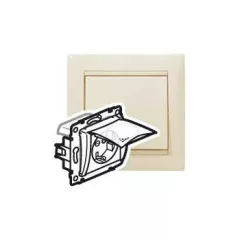   Legrand 774120 Valena IP44 2P+F csatlakozóaljzat csapófedéllel, elefántcsont ( Legrand 774120 )