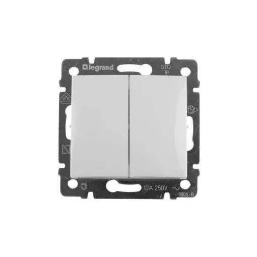 Legrand Valena 774408 dupla váltóérintkezős kapcsoló (106+6), fehér burkolattal keret nélkül, süllyesztett 10A 250V (Legrand 774408)