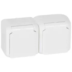   Legrand Forix 782374 vízmentes földelt csatlakozóaljzat (dugalj) gyermekvédelemmel 2x2P+F fehér burkolattal, kerettel, falon kívüli, 16A 250V IP44 (Legrand 782374)