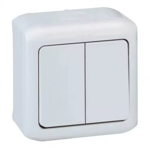 Legrand Forix 782381 vízmentes dupla váltóérintkezős kapcsoló (106+6), szürke burkolattal, kerettel, falon kívüli 10A 250V IP44 (Legrand 782381)