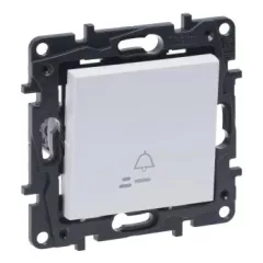   Legrand Niloé Step 863110 egypólusú nyomó jelzőfénnyel, csengőjellel, fehér (Legrand 863110 / 863110B)